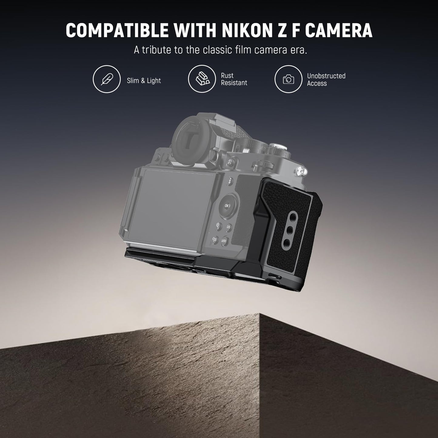 NEEWER Zf Handgrip L Shaped Grip Compatible with Nikon Z f Camera, Retro Mounting Baseplate L Bracket with Handle, Thumb Grip & Aluminum Shutter