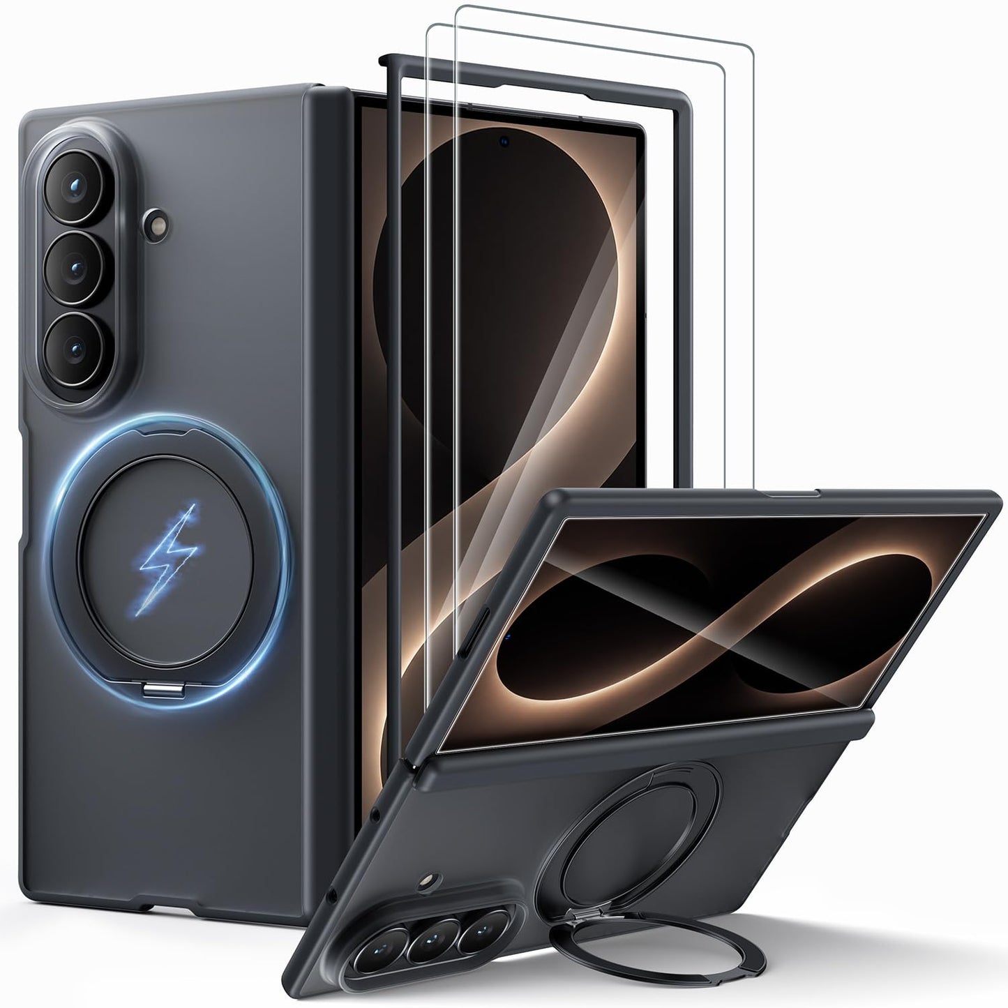 WSKEN Magnetic Case for Samsung Galaxy Z Fold 8 Ultra - 360° Ring Stand