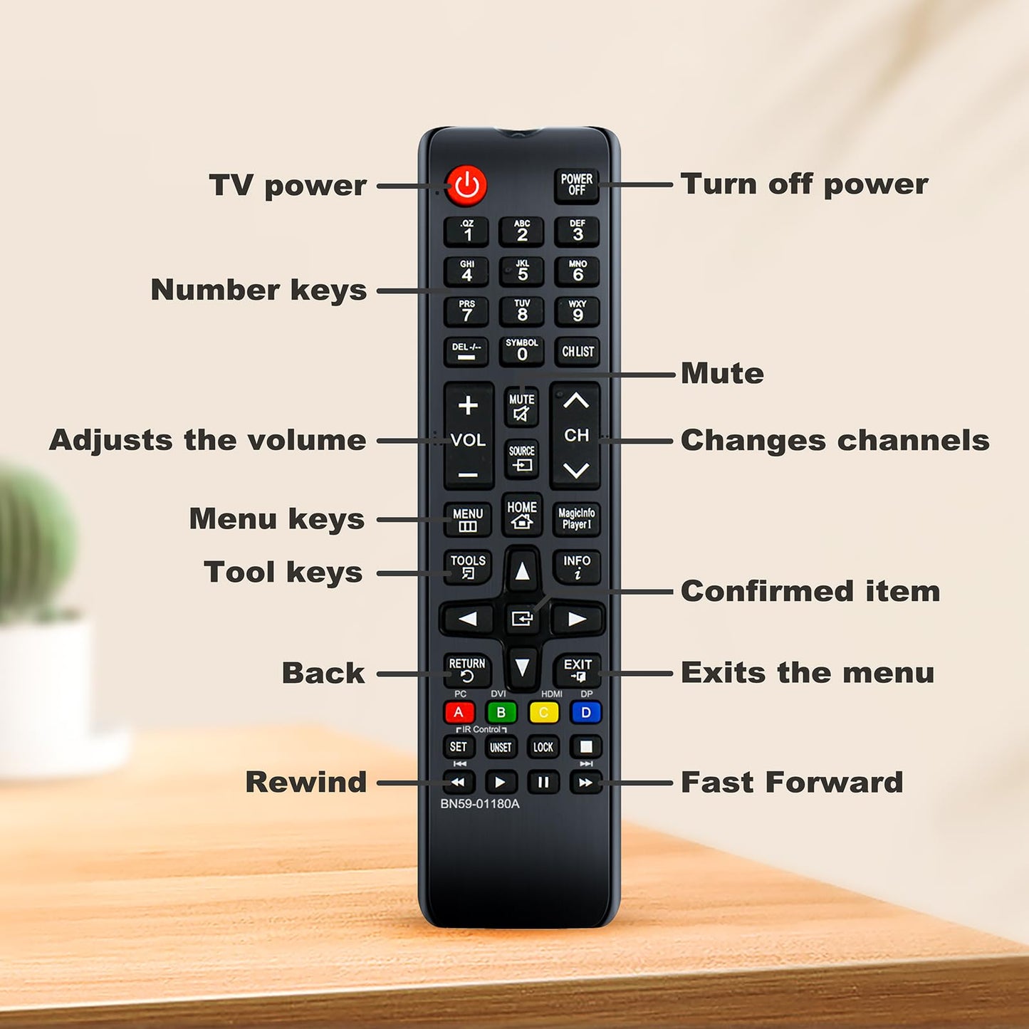 BN59-01180A Remote Control for Samsung Smart TV Remote Replacement - Effortless Control for Various Samsung TV Models DM32D DM40D DM48D ML55E OH24E