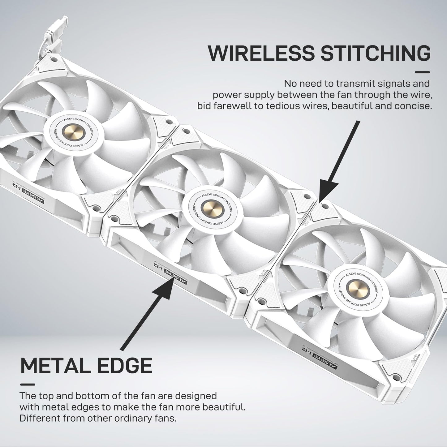ALSEYE Infinity i12 PC Case Fan, Snap-in Connection Structure ARGB & PWM 120mm PC Case Cooling Fan - White