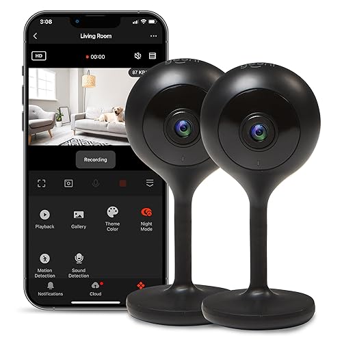 Geeni Look 1080p Indoor Security Camera - 2-Pack Full HD WiFi Indoor Camera with 2-Way Audio, Motion Detection, & Night Vision - Support for Alexa