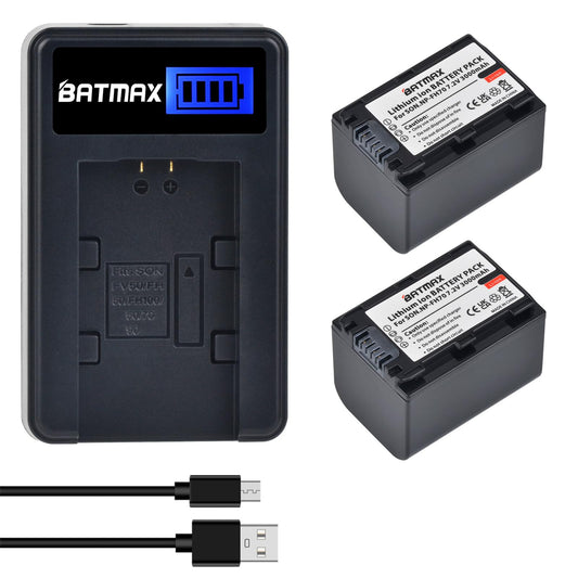 Batmax 2Packs NP-FH70 Battery(3000mAh) + LCD USB Charger for Sony NP-FH30 NP-FH50 NP-FH70 NP-FH90,NP-FH100 Batteries;Sony Handy Cam DCR-DVD850 SX40