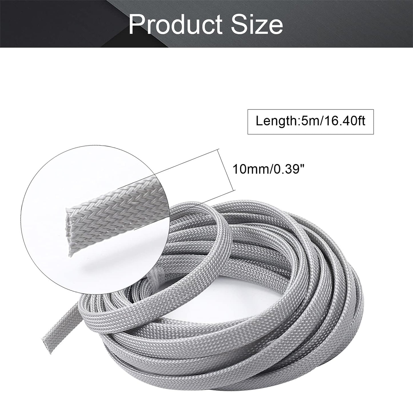Othmro 16.4ft/5Meter PET Expandable Braided Cable Sleeve, 3/8 Inch Flexible Wire Loom Cord Protector, Cable Management Sleeve Cord Cover for Audio