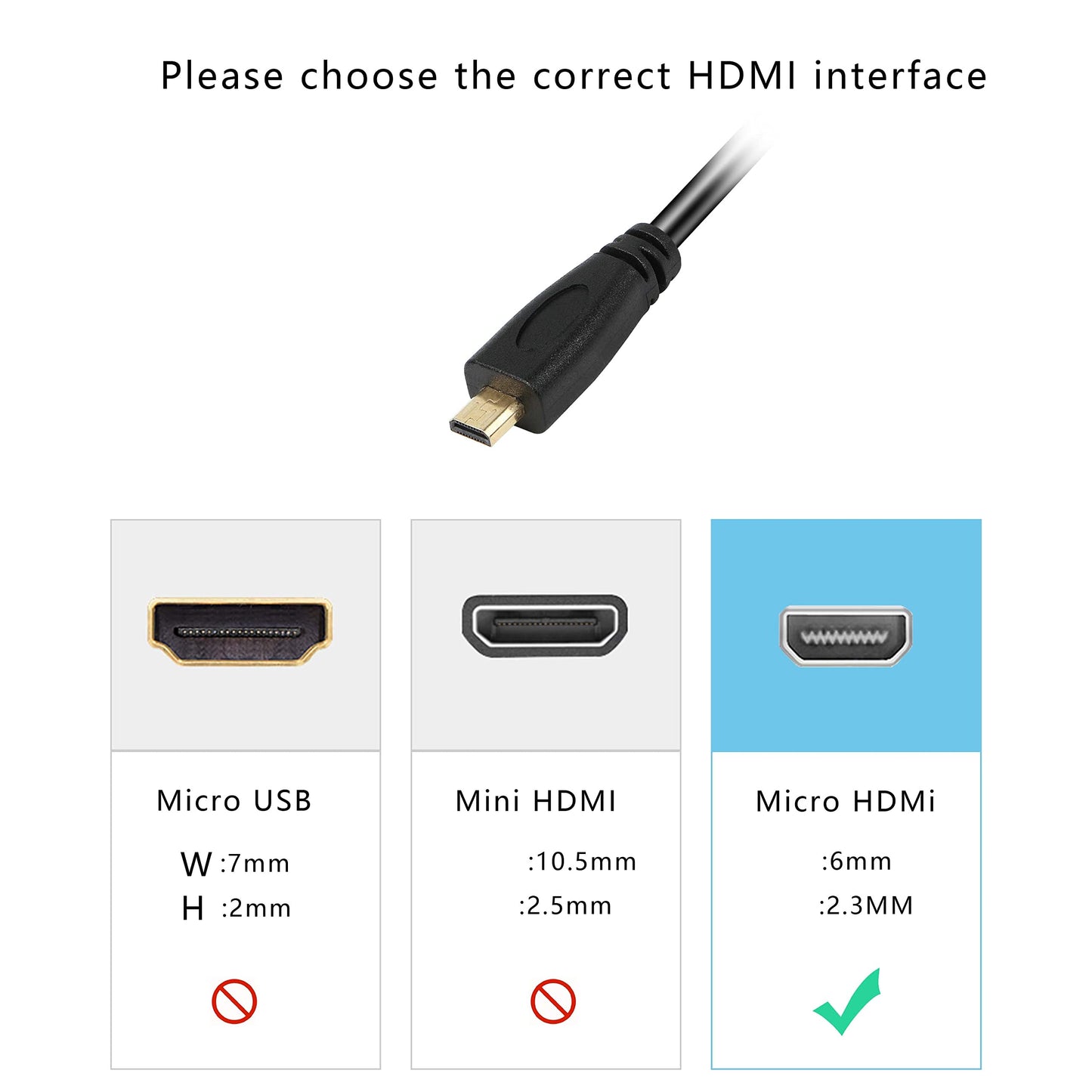 XMSJSIY Micro HDMI to DVI-D Adapter, Male to DVI Connector - 1.8M Cable for Monitor/Display/Projector Video Converter (1 Pack)