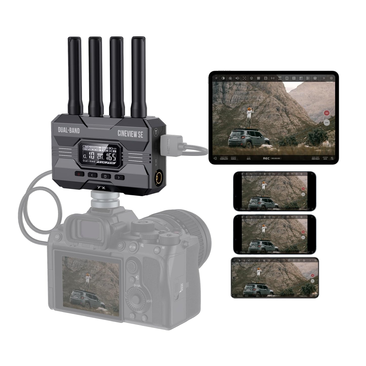 Accsoon CineView SE Wireless Video Transmitter, 1080P HDMI SDI Dual-Band Transmission, Range of 1200ft/350m,Latency 0.05s, Use with CineView M7 Pro/2