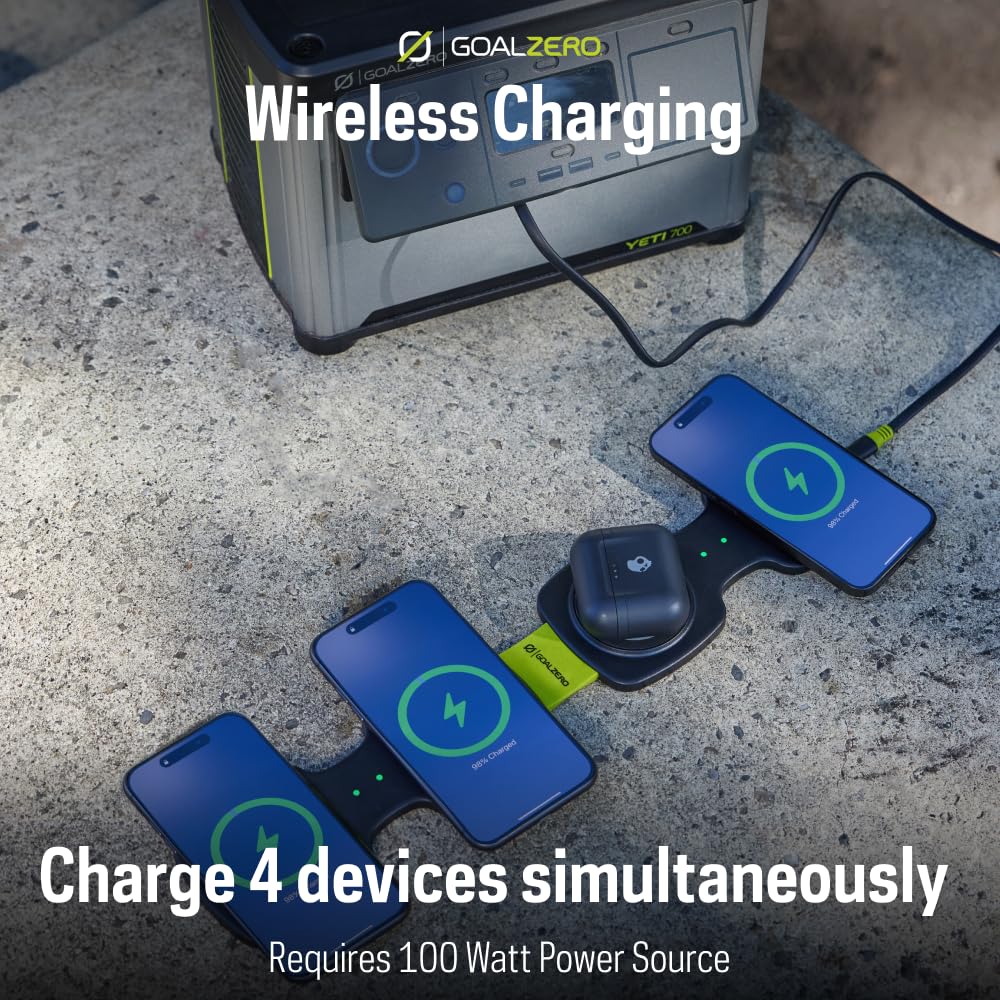 Goal Zero Basecamp 4 Charging Pad, Charge 4 Devices Simultaneously, Compact Folding Design, Plugs into Power Station or Wall Outlet, Use with 100 W