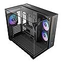 GAMDIAS Gaming Case Atlas M3M Three-Sided Tempered Glass, Built-in 3X 120mm ARGB PWM Case Fans, 400mm GPU/VGA, 360mm AIO/Radiator