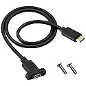 AAOTOKK Panel Mount Type C USB Extension Cable 4K&60hz 10Gbps USB 3.1Type C Male to Female Screw Panel Mount Cable,Supports Fast Charging,4K HD