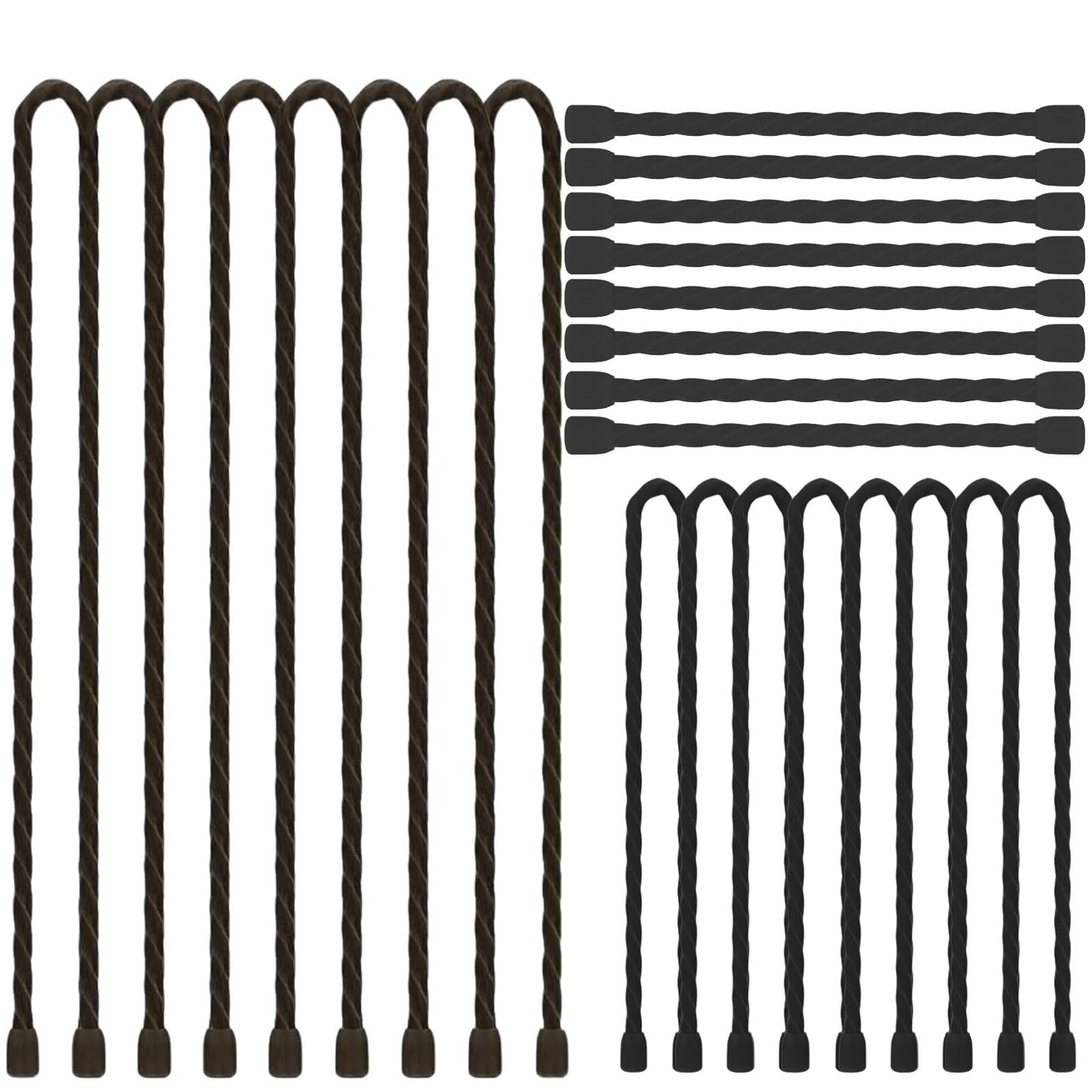 Generic 24PCS Black Silicone Cable Ties- Reusable Rubber Twist Ties Bendable Cable Ties for Bundling and Holding, All Purpose Cord Tie for Indoor
