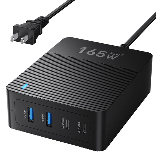 RYND 2026 Latest USB C Fast Charger,165W GaN 4-Port Charging Station Hub Block Cube, USB C Wall Charger Blocks with Dual Type C Ports,for iPad/iPhone