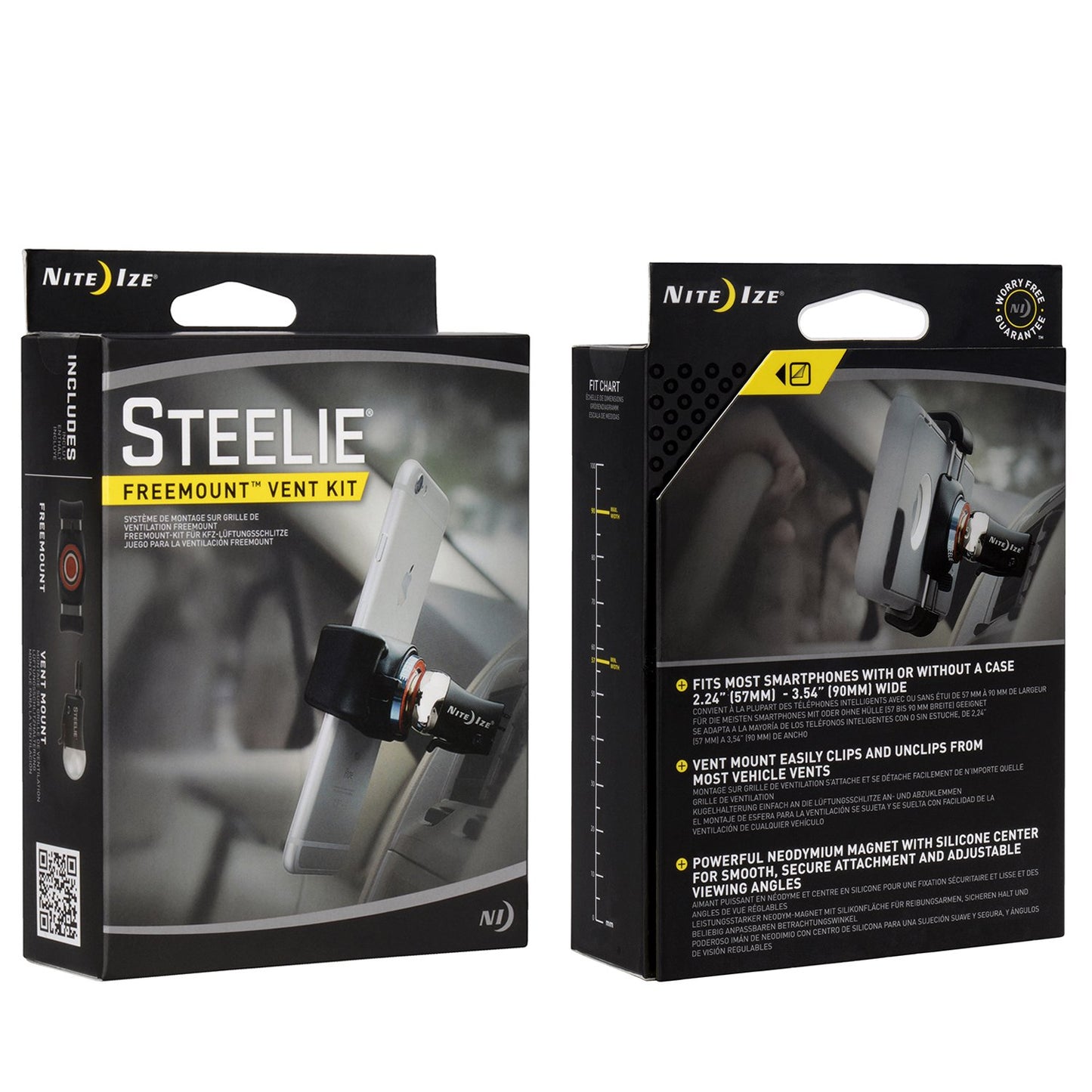 Nite Ize Original Steelie FreeMount Vent Kit - Adjustable Magnetic Bracket + Car Vent Mount for Smartphones