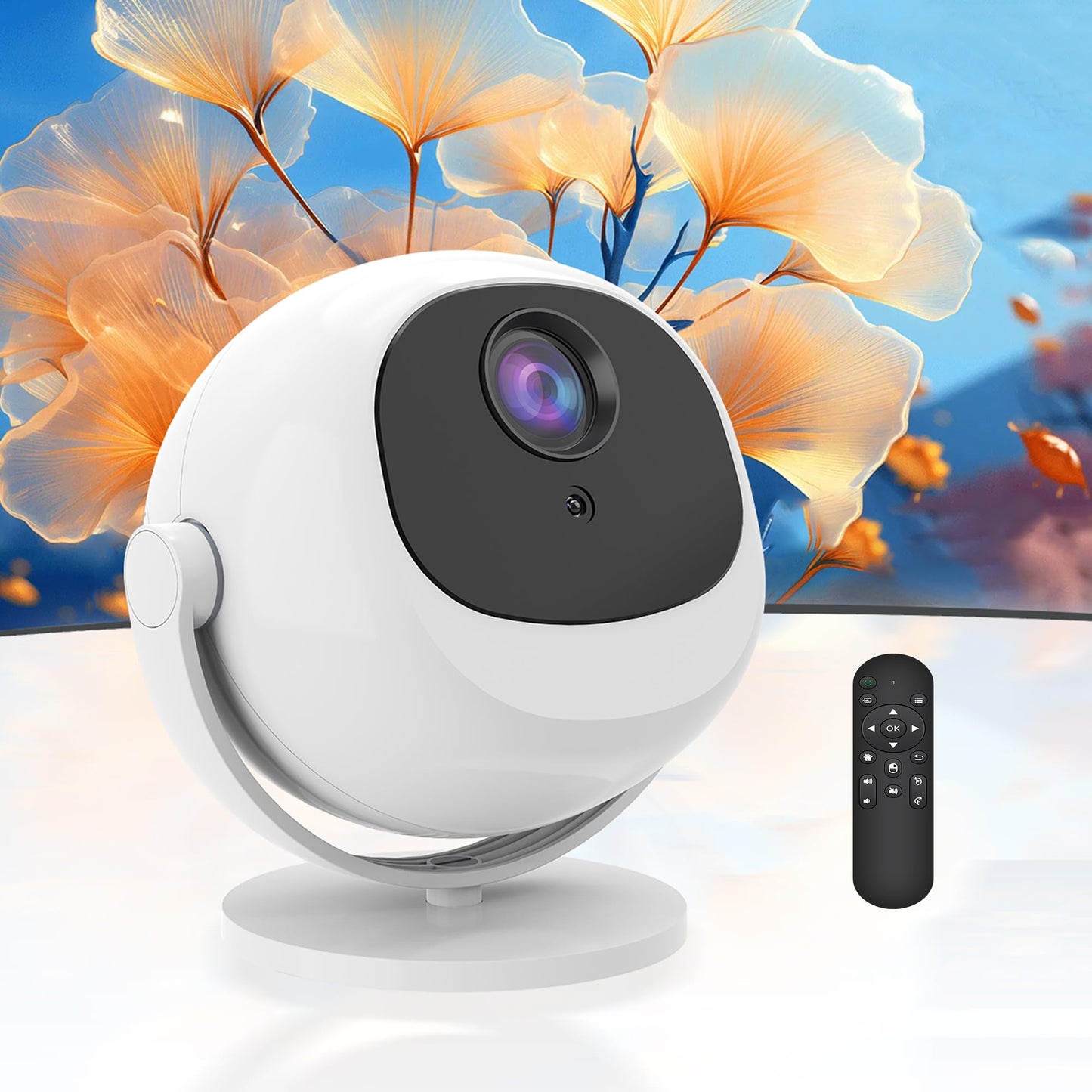 Buruifon Mini Native 1080P Projector, 4K Support with WiFi6 and BT 5.2, Built-in Apps Full HD Outdoor Projector, Auto Keystone compatible with Cell