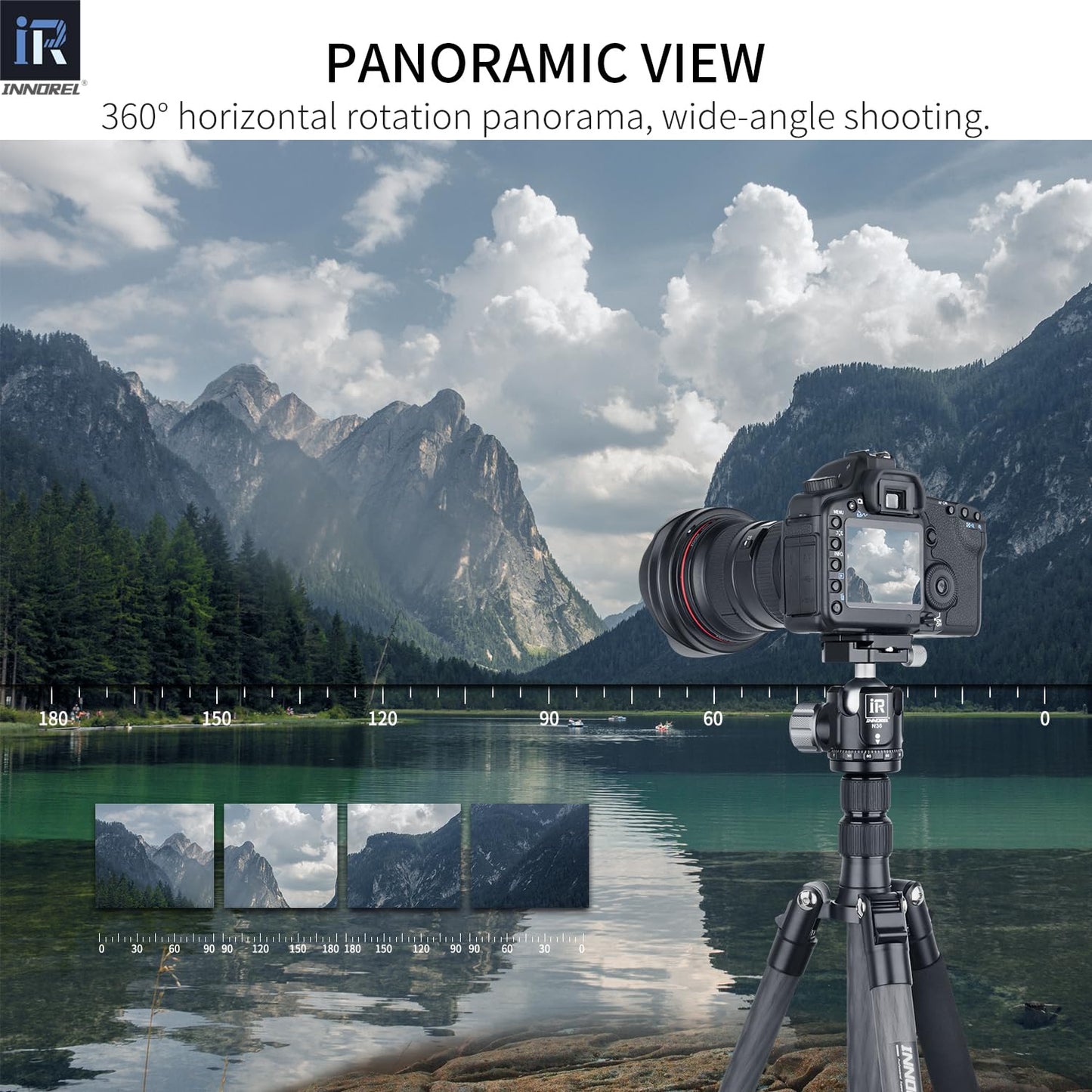 INNOREL 62 inches 10 Layers Carbon Fiber Camera Tripod Monopod with 360 Degree Low Gravity Center Ball Head, two 1/4 inch Quick Shoe Plates, Carry Bag