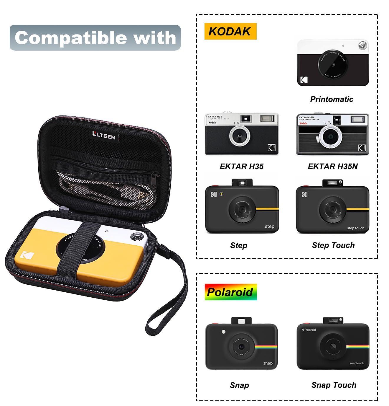 LTGEM Case Compatible with KODAK Printomatic/EKTAR H35/EKTAR H35N Camera, KODAK Step Instant Smartphone Photo Printer, Office Travel Carrying Storage