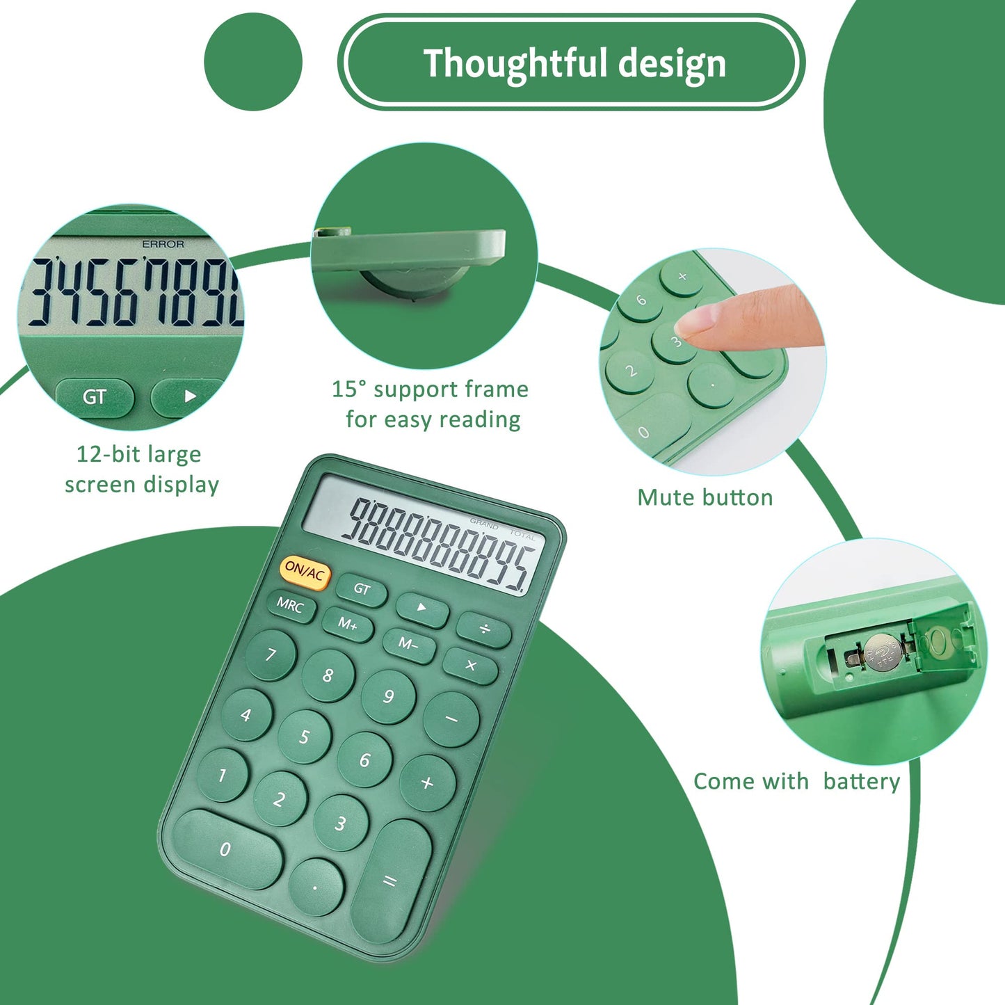 VEWINGL Standard Calculator, 12 Digit Large Display Desktop Calculator with Big Buttons for Office, School, Home & Business