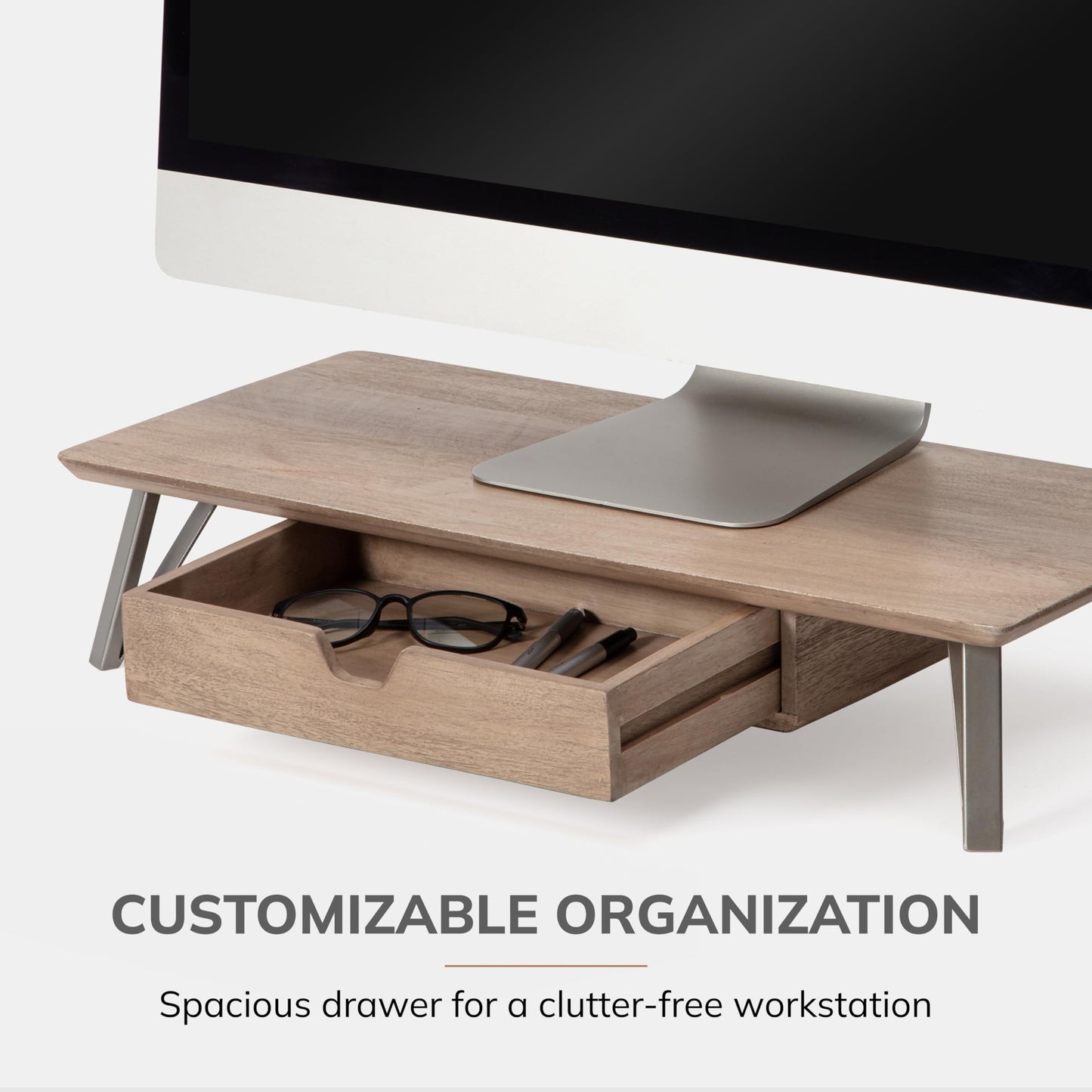 Anji Mountain Monitor Stand - Desktop Organizer & Laptop Riser, Ergonomic Monitor Riser, Space-Saving Monitor Stand for Desk, Durable Construction