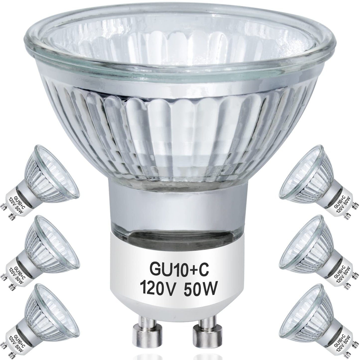 YBEK GU10 Halogen Light Bulbs 50W 120V MR16 Dimmable for Candle Warmer Light Bulbs, Wax melt Bulbs Warm White(Pack of 6)