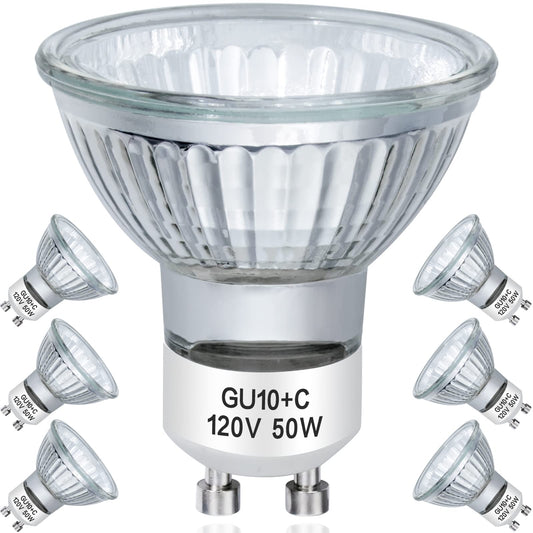 YBEK GU10 Halogen Light Bulbs 50W 120V MR16 Dimmable for Candle Warmer Light Bulbs, Wax melt Bulbs Warm White(Pack of 6)