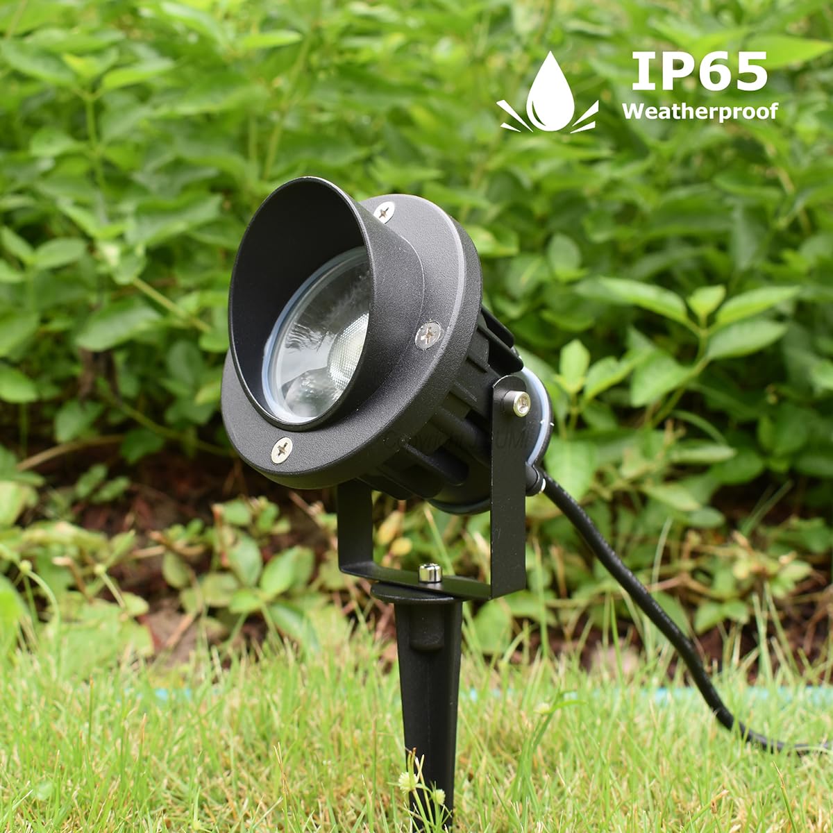 J.LUMI GBS9809 Flag Light, 9W LED Outdoor Spotlight 120V, 5000K Daylight, IP65 Waterproof Landscape Light with Metal Ground Stake & Deck Mount, Plug