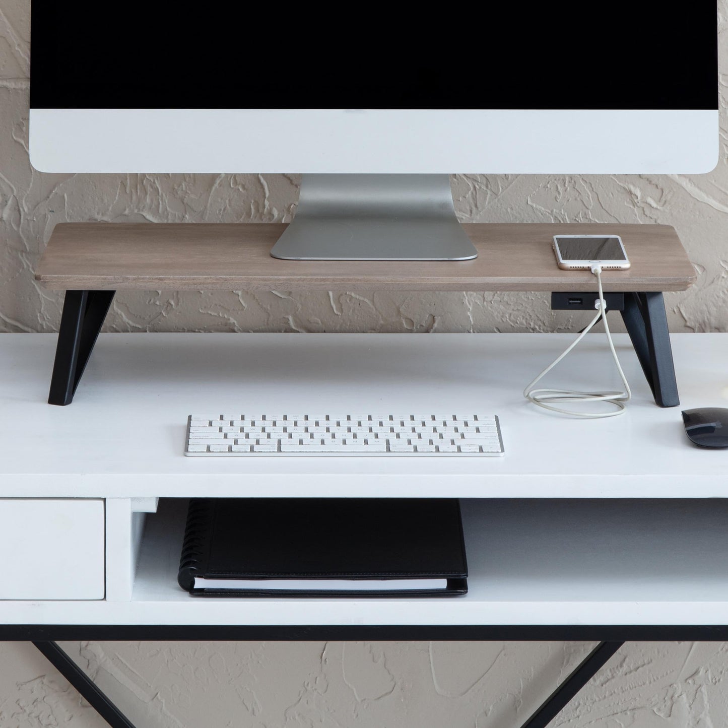 Anji Mountain Monitor Stand - Desktop Organizer & Laptop Riser, Ergonomic Monitor Riser, Space-Saving Monitor Stand for Desk, Durable Construction