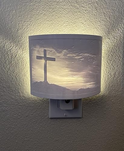 Terrain Genesis Christian Jesus Lithophane Warm White Night Light | Plug in Dimmable LED Nite Lite Lamp with Dusk to Dawn Sensor (Jesus Cross)