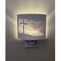 Terrain Genesis Christian Jesus Lithophane Warm White Night Light | Plug in Dimmable LED Nite Lite Lamp with Dusk to Dawn Sensor (Jesus Cross)