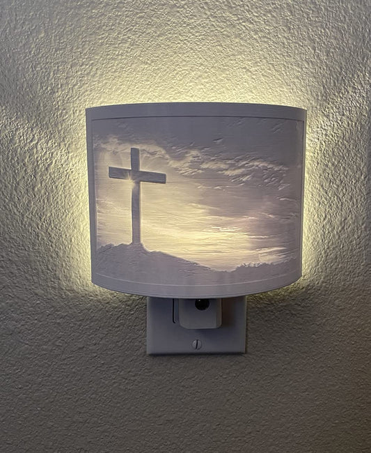 Terrain Genesis Christian Jesus Lithophane Warm White Night Light | Plug in Dimmable LED Nite Lite Lamp with Dusk to Dawn Sensor (Jesus Cross)