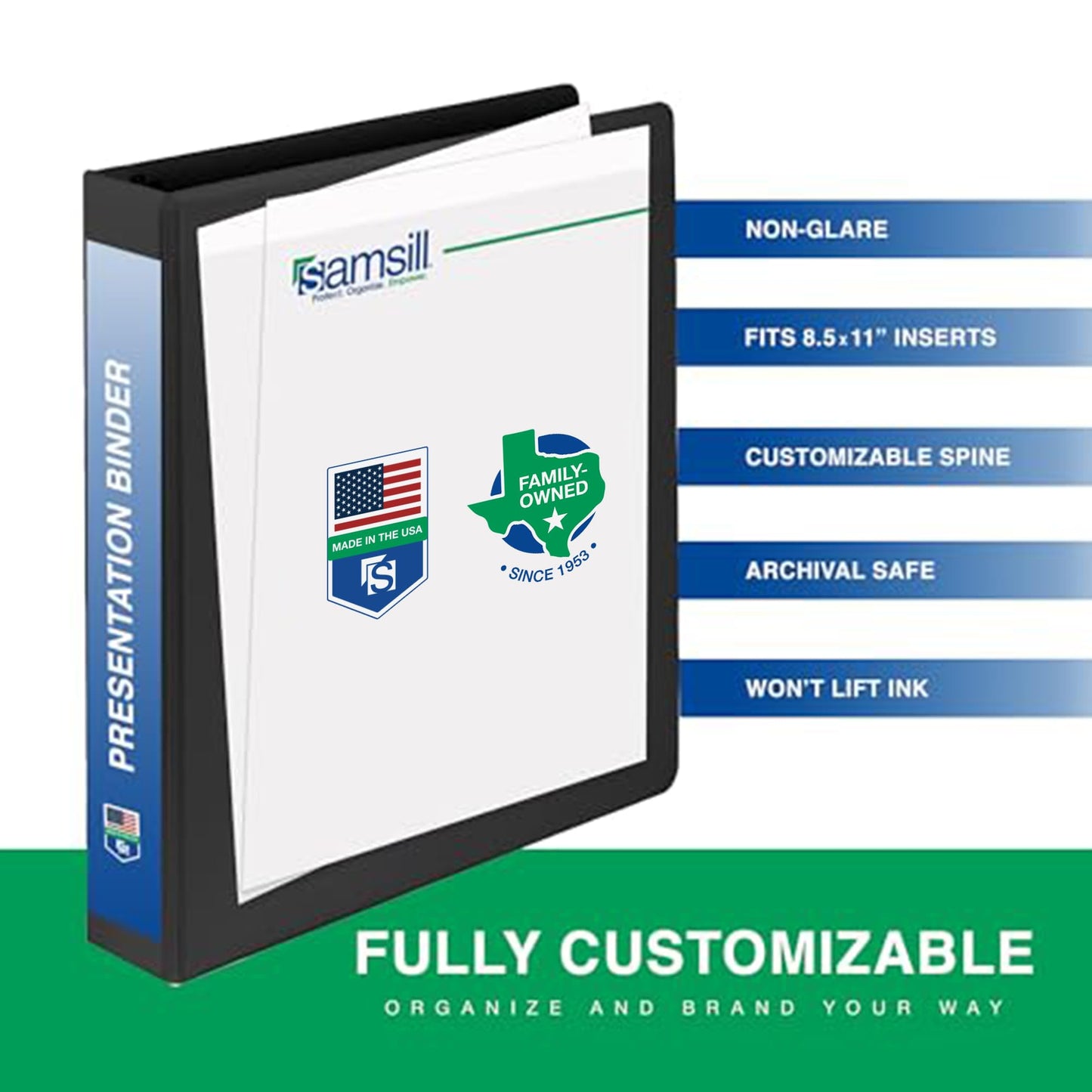 Samsill 2 Inch 3 Ring Binders, Economy Round Ring, Clear View Cover, 425 Sheet Capacity - for School, Home, Office - Black, 4 Pack