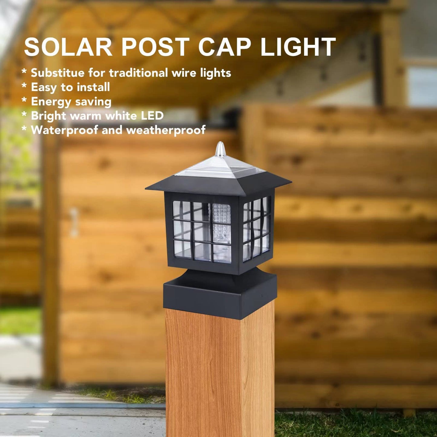 KMC KMC LIGHTING KS101X6AA Solar Post Cap Lights Outdoor for Yard Post Fence Waterproof 20 LUMENS Each 6 Pack