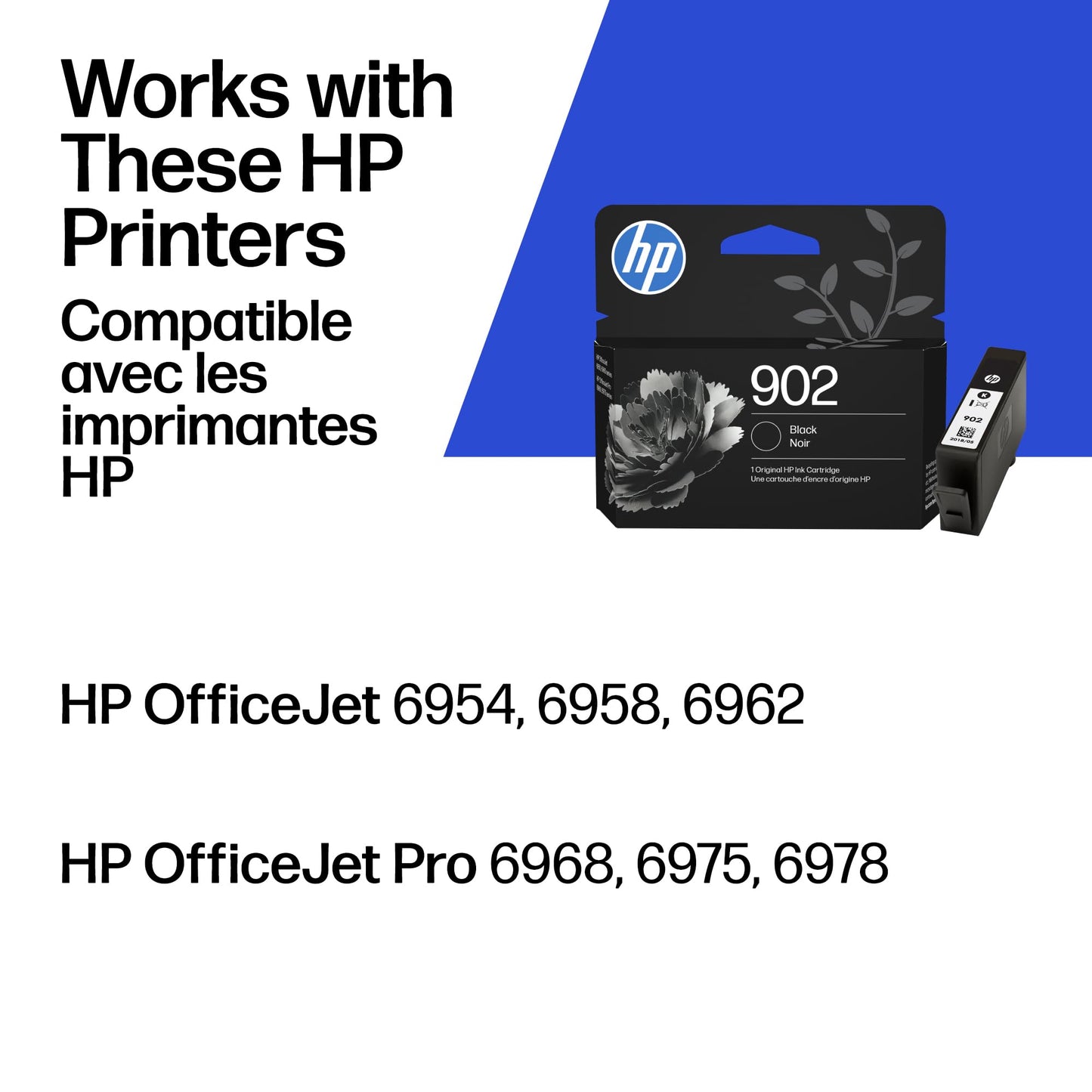 HP 902 Black Ink Cartridge | Works with OfficeJet 6950, 6960, Pro 6960, 6970 Series | T6L98AN