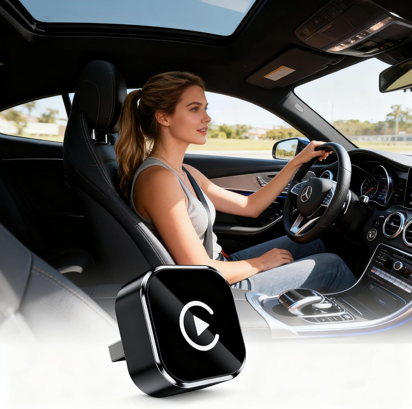Mini Wireless CarPlay Adapter Wired to Wireless for CarPlay & Android Auto Plug and Play Fast Auto-Reconnect Stable Control Zero Delay Carplay