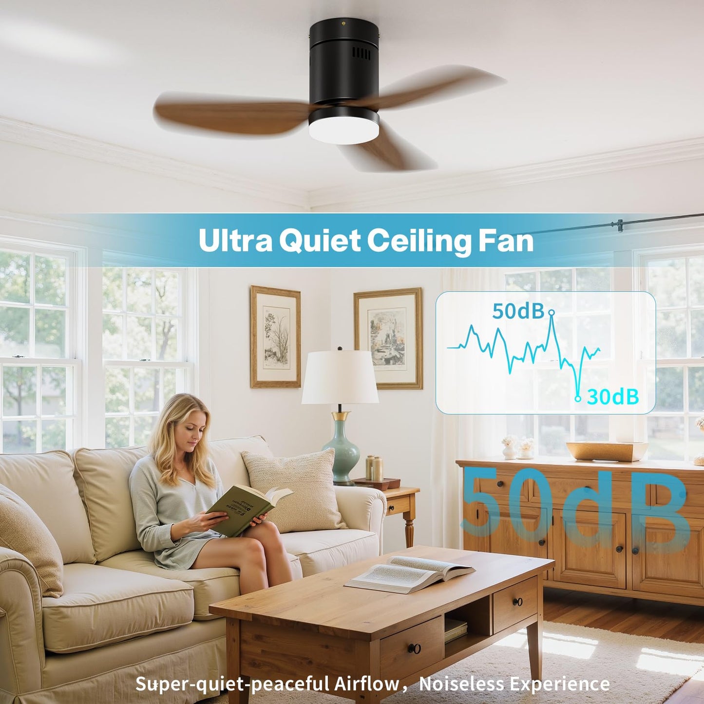 Simple Deluxe 40" Ceiling Fans with Lights and Remote, Outdoor Ceiling Fans for Patios with Light, Easy to Install Ceiling Fan with Reversible Motor