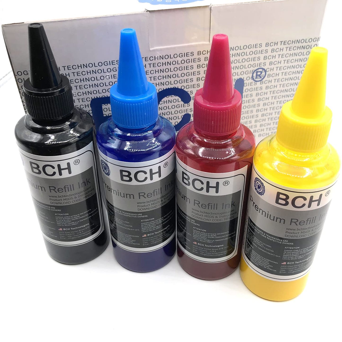 BCH Premium DTF Ink - 400ml Black, Cyan, Magenta, Yellow - Direct to Film Heat Transfer Ink for DTF Printing Machines