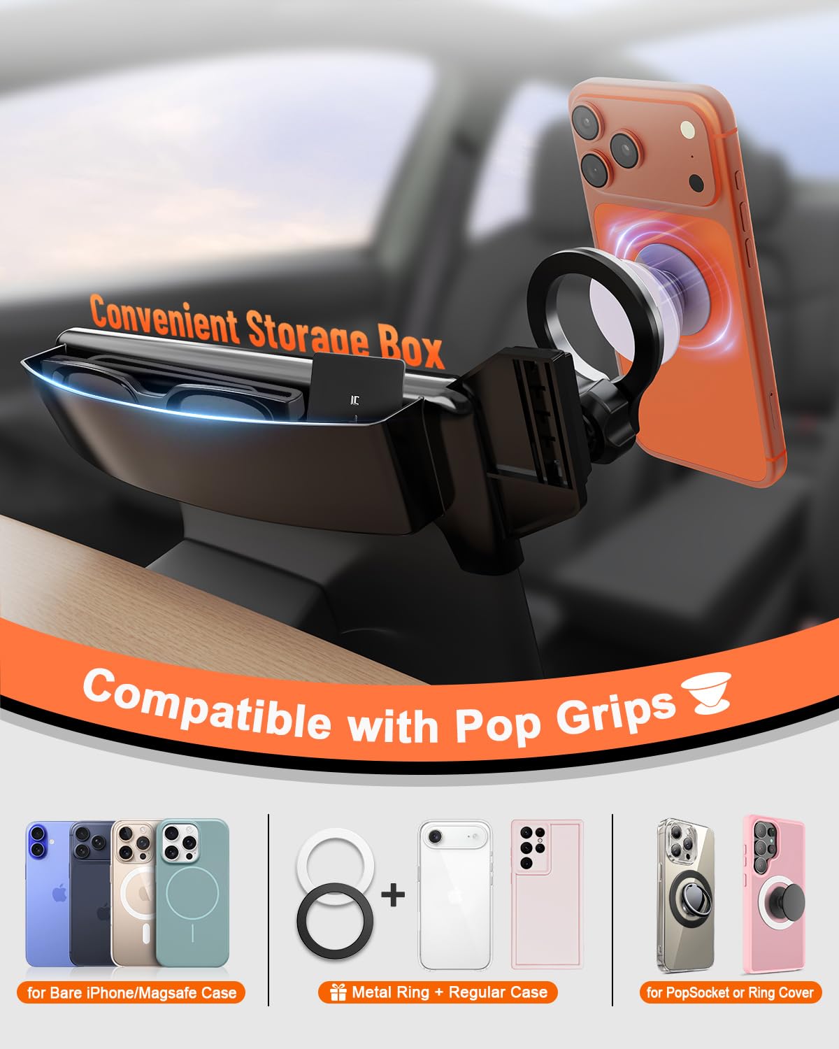 Magnetic Car Mount for Tesla Model Y 2020 2021 2022 2023 2024 & Model 3 2017 2018 2019 2020-2023: 360° Adjustable Car Touch Screen Phone Holder Made