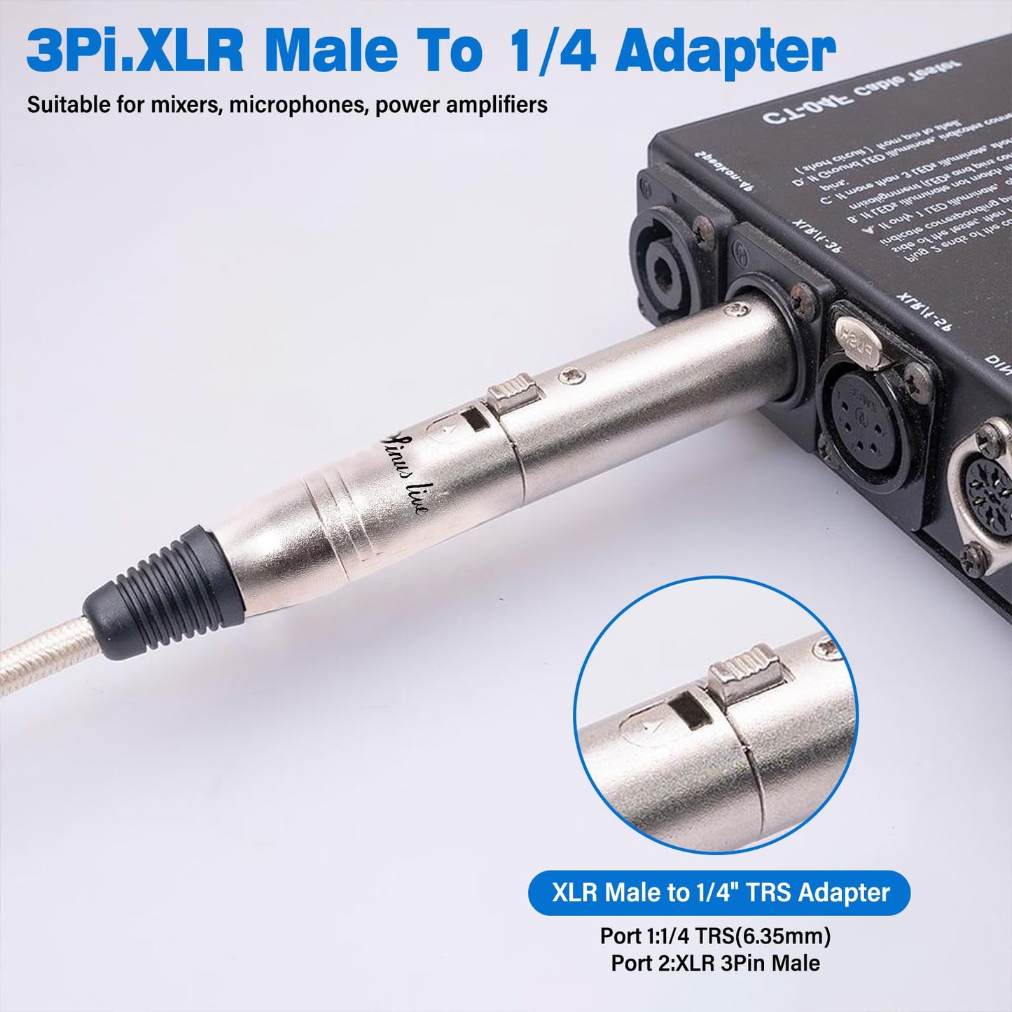 SINUS LIVE 4 Packs XLR Female Male to 1/4" TRS Adapter, Balanced XLR to Quarter Inch 6.35mm Male Adapters
