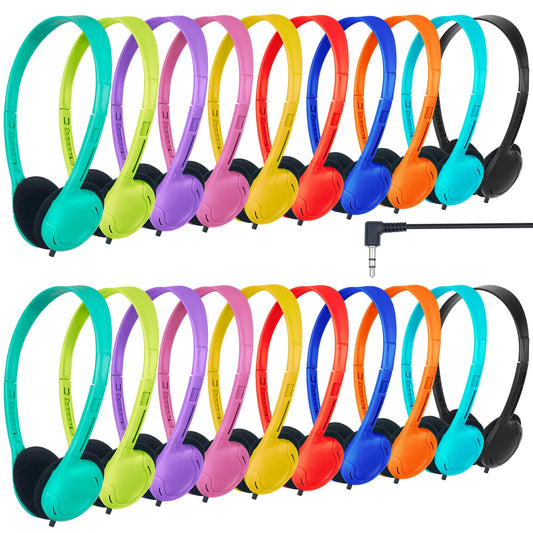 ZNXZXP 30 Pack Class Set Headphones for Students School Classroom Headphones Bulk Over The Ear Adjustable with 3.5 mm Jack for Library, Online Lesson…