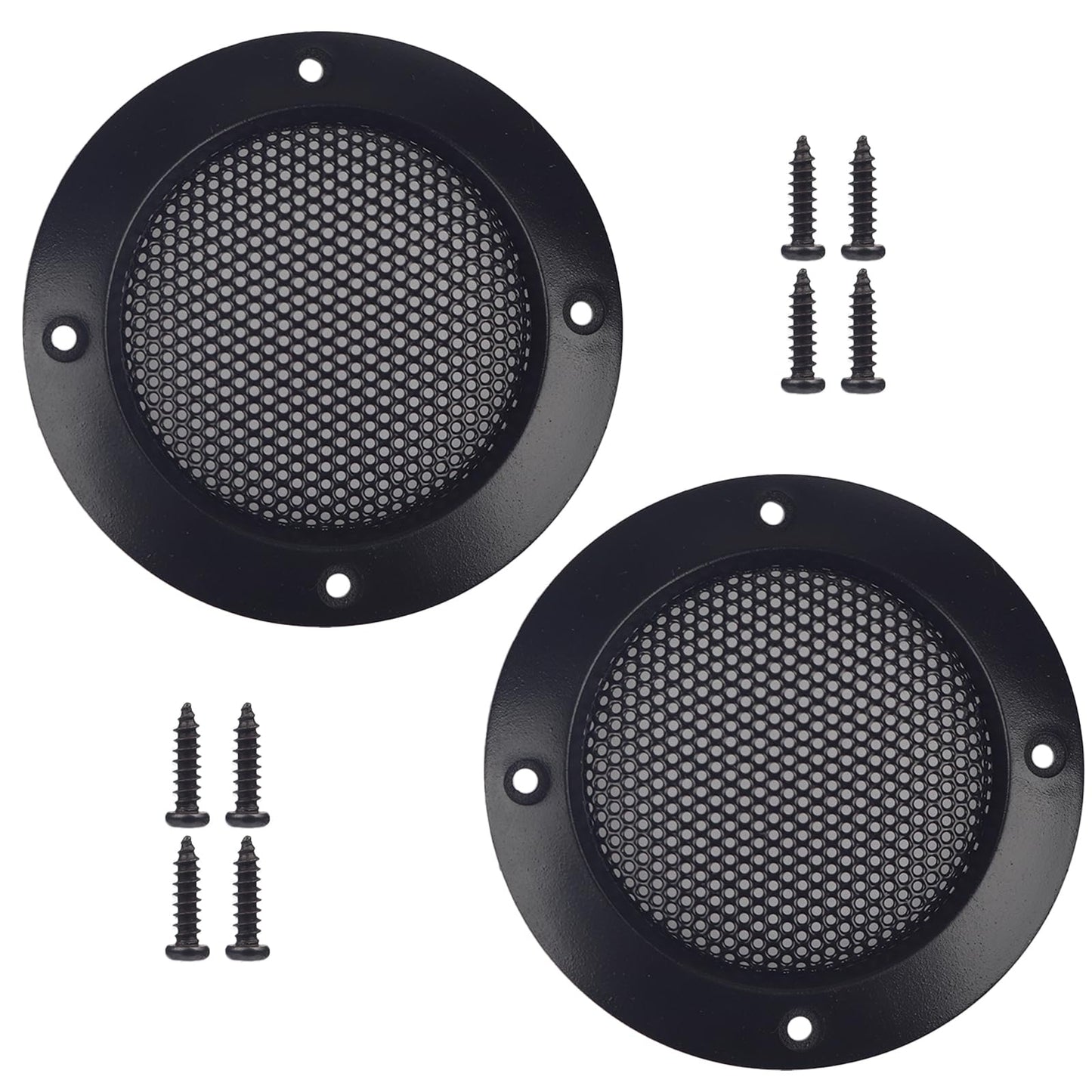 HLGHLG 2 Inch Speaker Grill Covers, 2PCS Black Decorative Metal Mesh Grille Guard Protector for Car Tweeter/Woofer, with Mounting Screws