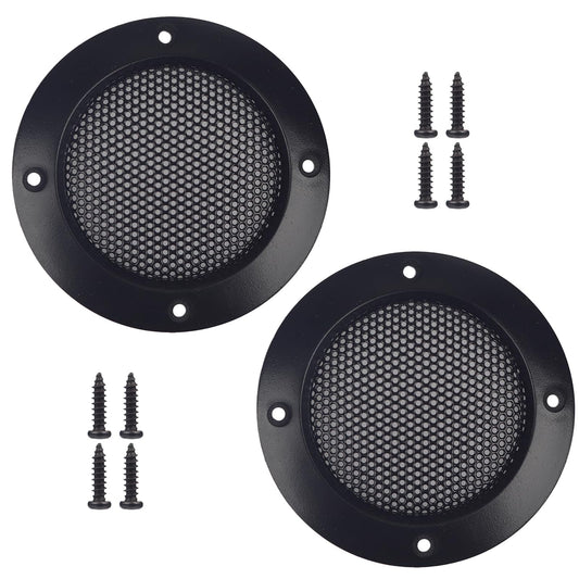 HLGHLG 2 Inch Speaker Grill Covers, 2PCS Black Decorative Metal Mesh Grille Guard Protector for Car Tweeter/Woofer, with Mounting Screws
