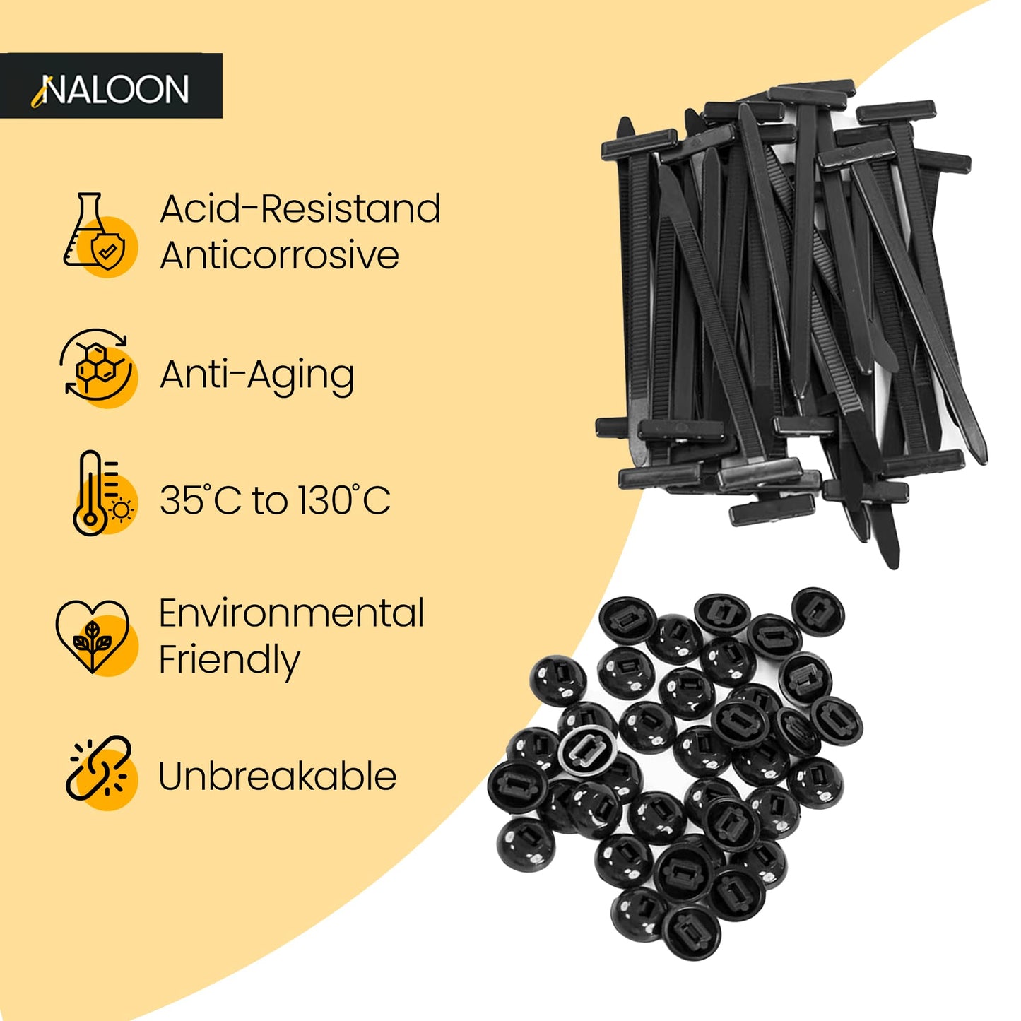 150 Pcs Nylon Universal Cable Tie Buckle-Heavy Duty Self-Locking Zip Ties with Pin & Button Design, UV-Resistant Fasteners for Car Bumper Fender