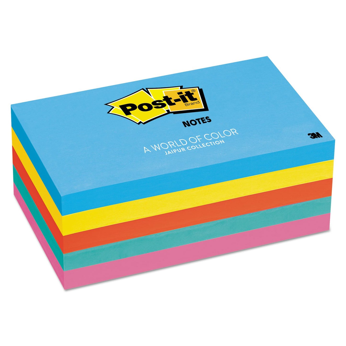 Post-it Notes, 3x5 in, 5 Pads, America's #1 Favorite Sticky Notes, Floral Fantasy Collection, Bold Colors (Green, Yellow, Orange, Purple, Blue), Clean