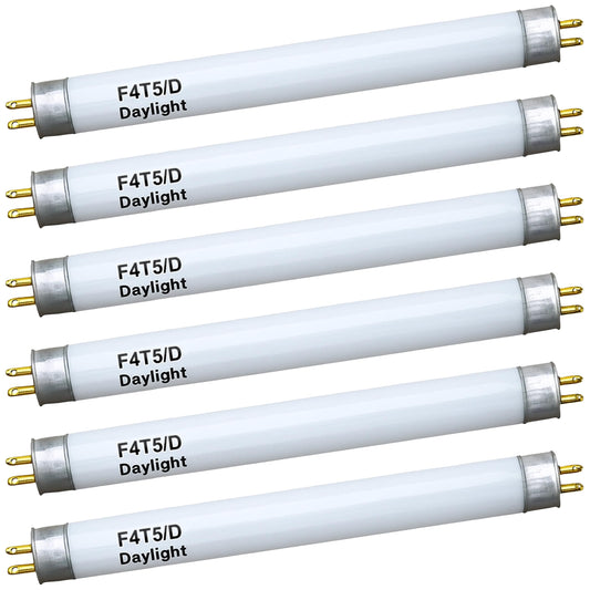 OHLECTRIC 6 Pack - F4T5/D Flourescent Light Bulbs Non-Dimmable - 6 inches Under Cabinet Bulb 6500K Daylight White 4 Watt Tube Bulb