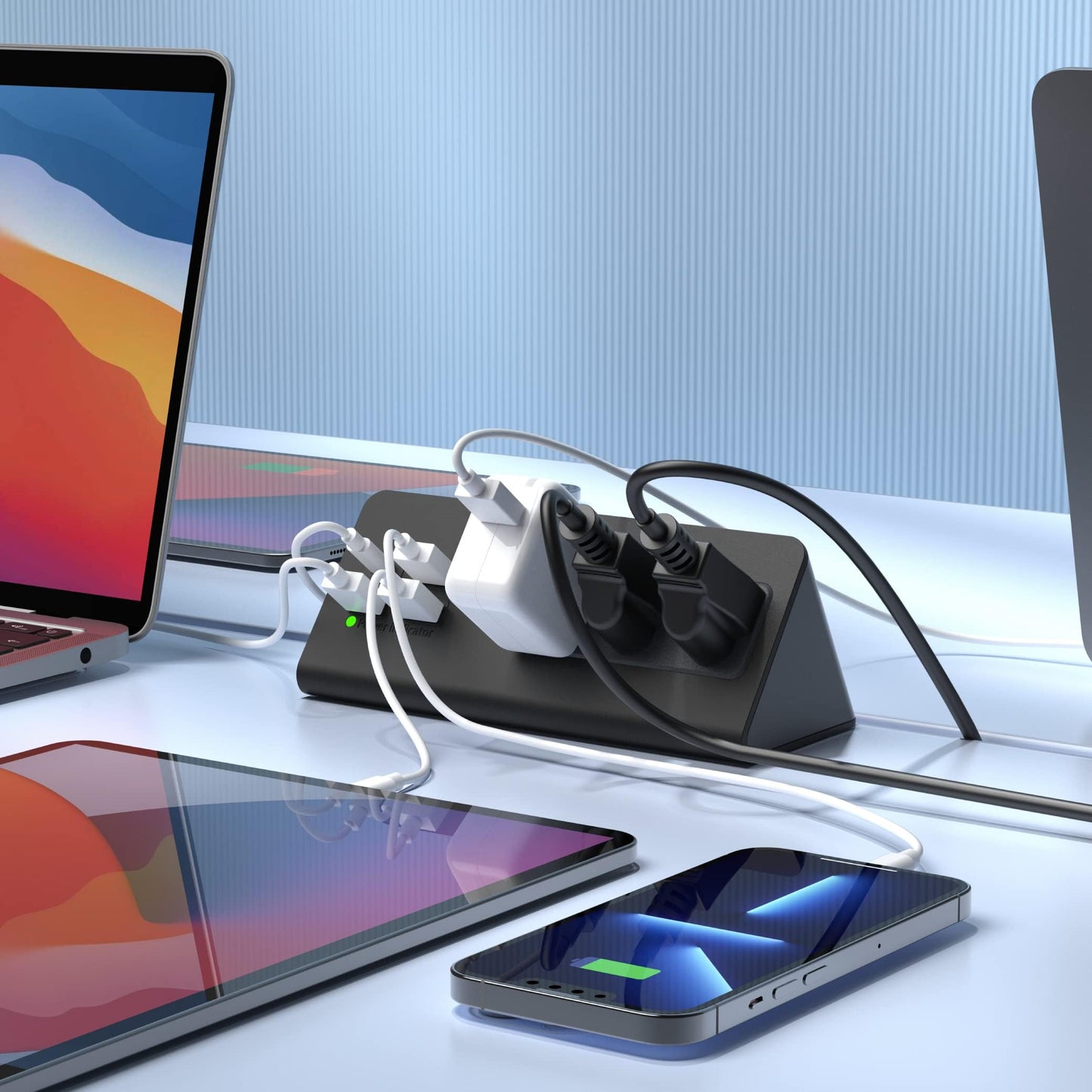 Power Charge Station Edge clamp Mount with USB-C Ports?Tabletop Surge Protector, Desk Clamp Power Sockets with 3 AC Outlets and 4 Fast Charging USB