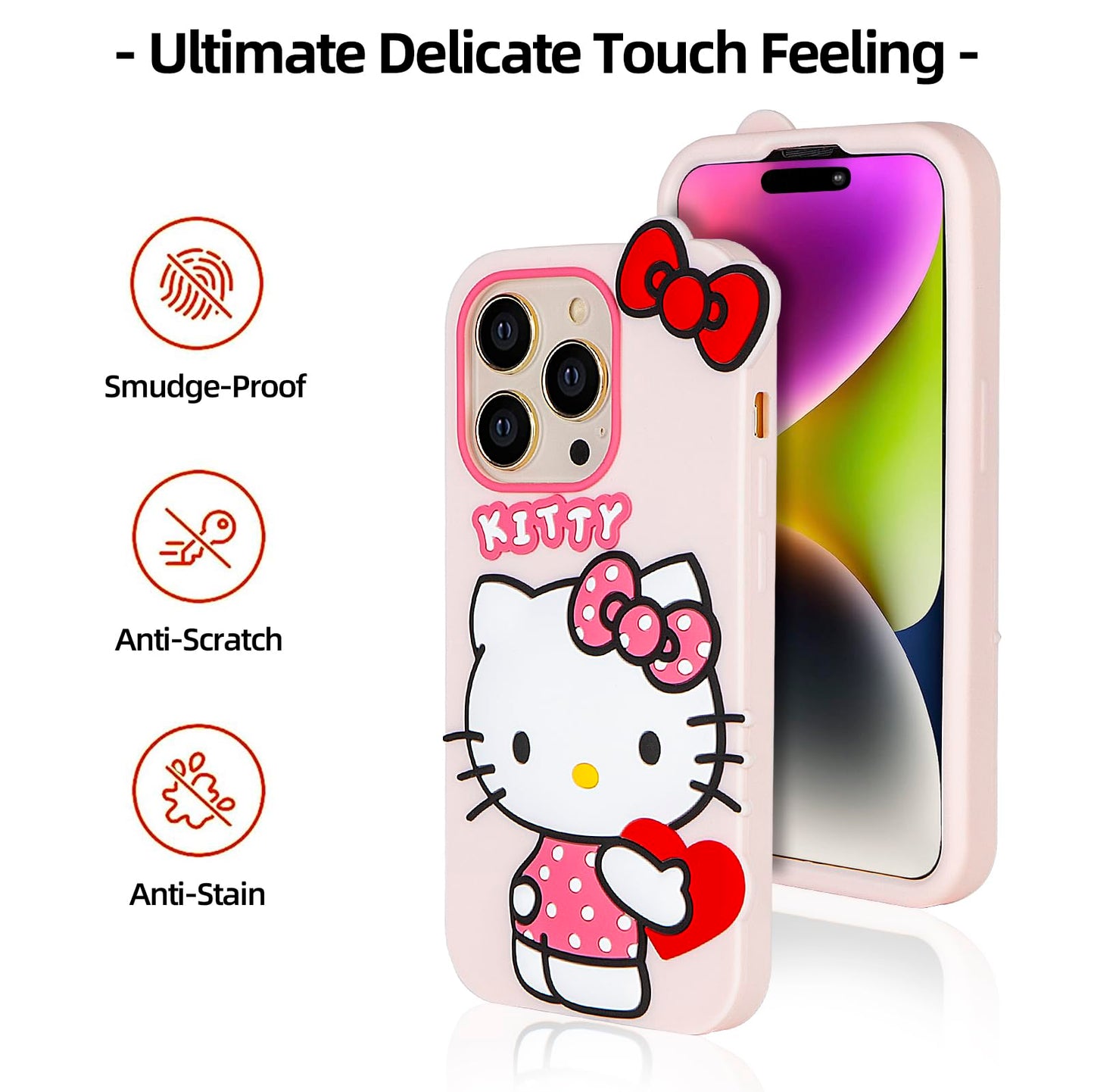 WONLEED Compatible with iPhone 12 Pro Max Case, Cute Funny Cartoon Kawaii Cat Phone Case 3D Character Soft Silicone Pink Cover Case for Kids Girls