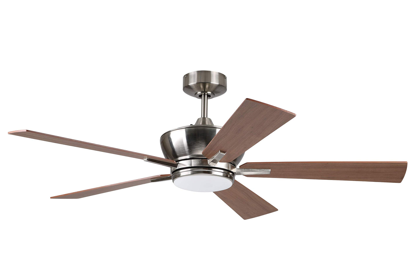 Litex Industries WE52BNK5LR Litex Wendling Modern 52”Ceiling Fan Brushed Nickle Finish with 5 Glazed Cherry/Mahogany Reversible Blades, Remote