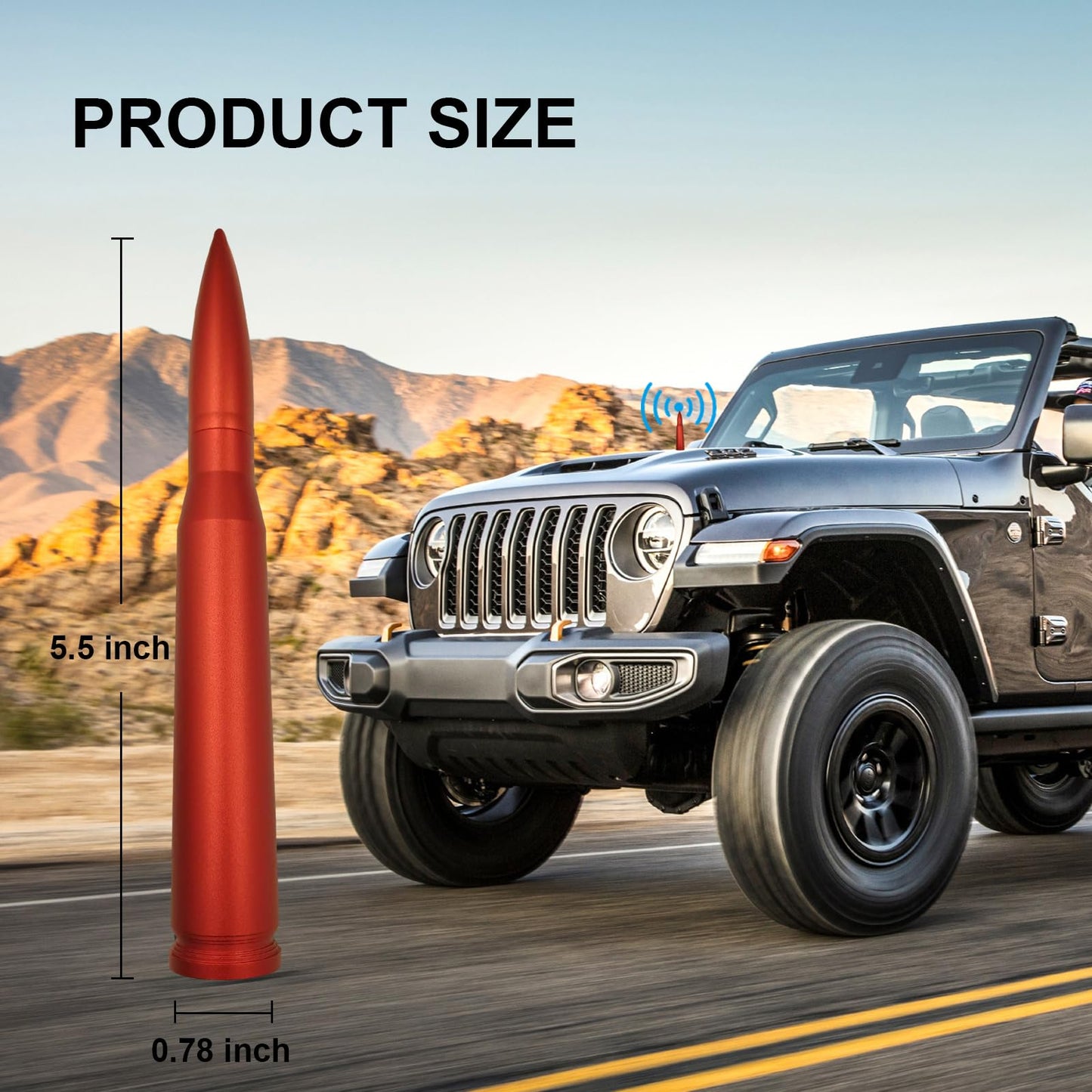 7.8in Red Car Truck Antenna Bullet Antenna Truck Accessories Silverado 1500 Ford F150 Dodge Ram 1500 GMC Sierra 1500 Ranger Short Replacement Antena