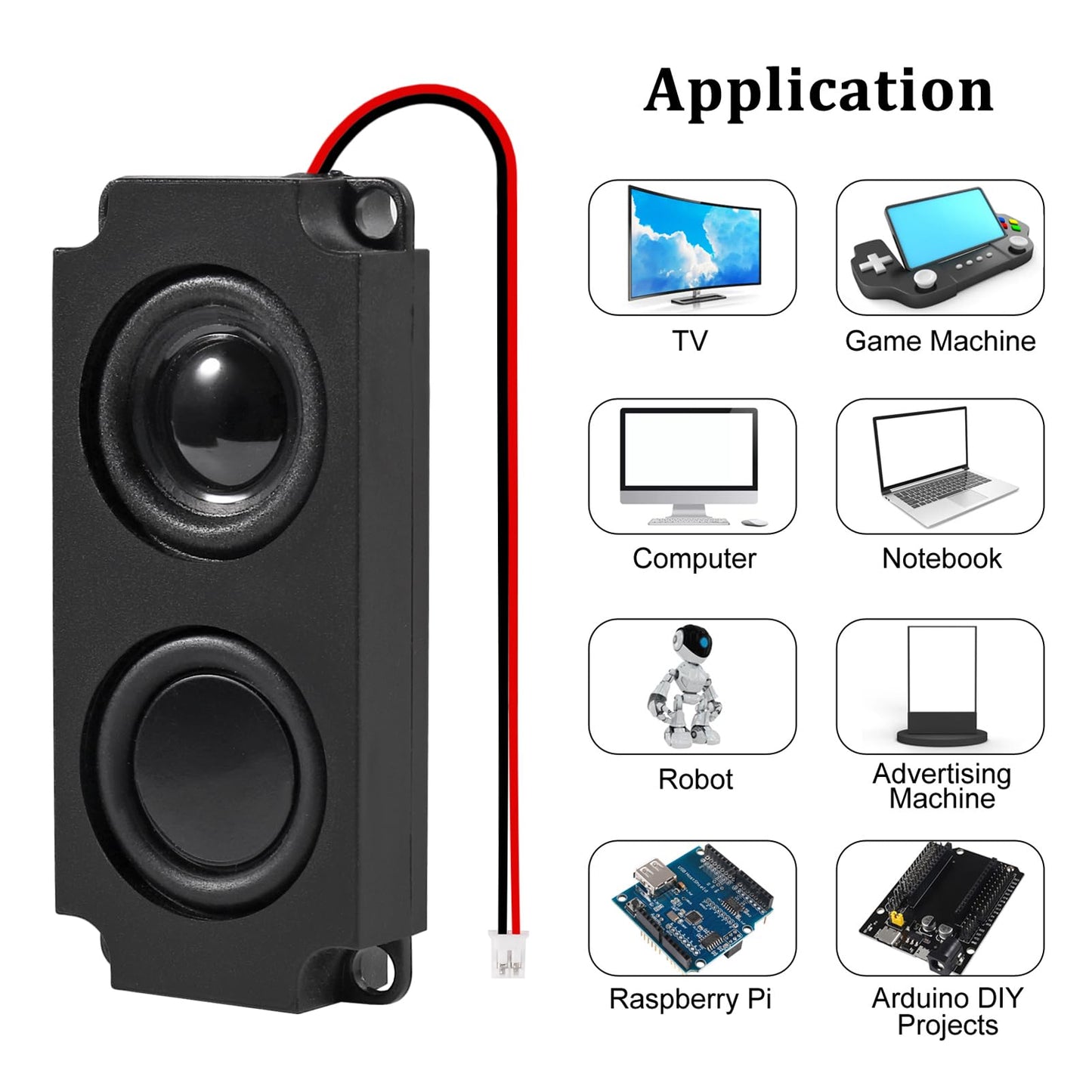 2Pcs 5W 8 Ohm Speaker Double Cavity 5 Watt Mini Speaker Full-Range Advertising Machine Loudspeaker 3.3V 5V with JST-PH2.5mm 2 Pin Interface