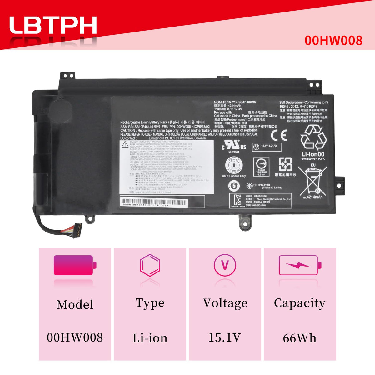 LBTECH 00HW008 00HW009 Battery for Lenovo ThinkPad Yoga 15 Ultrabook Series