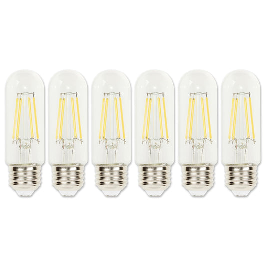 Westinghouse Lighting 5341020 6.5 Watt (85 Watt Equivalent) T10 Dimmable Clear Filament LED Light Bulb, Medium Base, 6 Pack