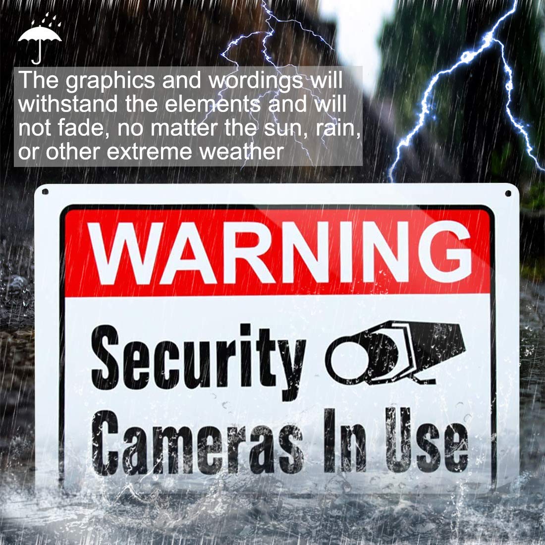 Video Surveillance in Use Sign, Warning Security Cameras in use Sign, Large 10x14 Inch Aluminum UV Ink Printed for House and Business (4-Pack)