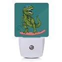 Oeaskly Dinosaur Night Light,Happy Dinosaur Surfer Night Lights Plug into Wall with Dusk to Dawn Light Sensors 0.5W Dim Night-Lights for Bedroom